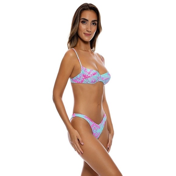 luli fame Women's Multicolor Shock Waves High Leg Brazilian Bottom Size L NWT - Picture 3 of 12